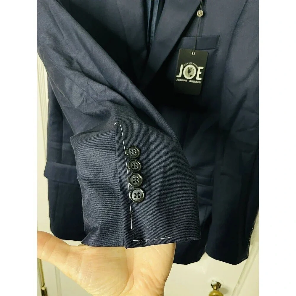 Joe Joseph Abboud 100% Wool Suit Jacket Balzer Men Sz 37 Long Navy Blue Business